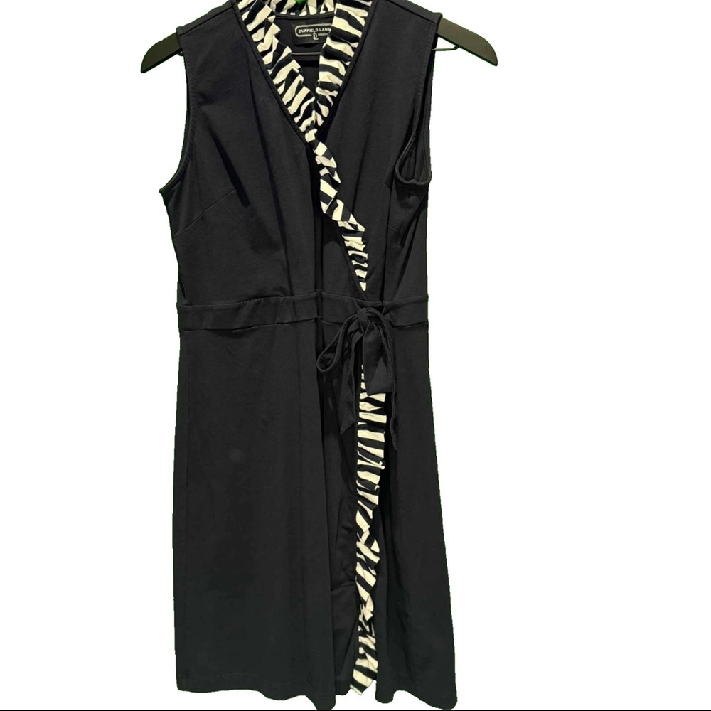 Duffield Lane Women’s Small Navy Summer Ruffle Waist Tie Trim Sleeveless Dress